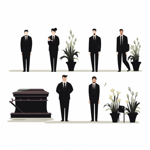 Minimalist style funeral clipart on white background