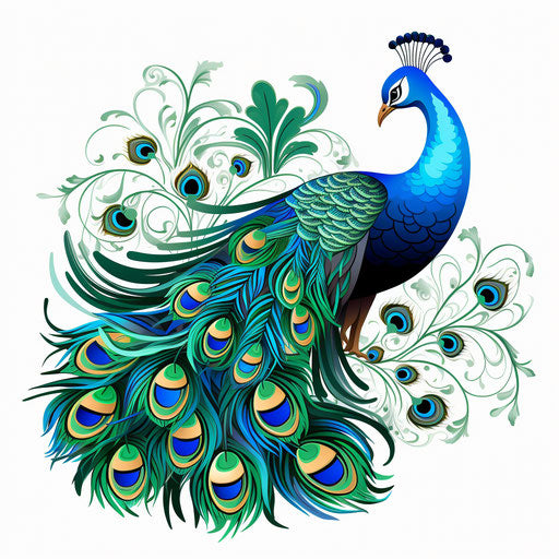 Peacock clipart in the style of Chiaroscuro Art