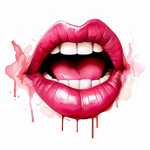 Illustration of a tongue in Chiaroscuro Art style, on white background