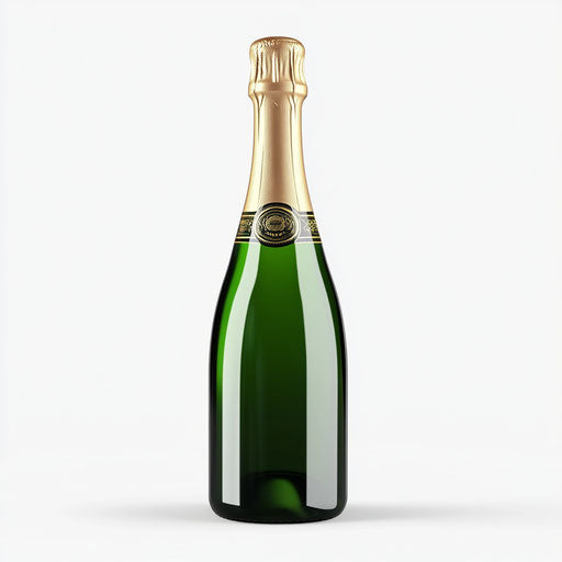 3D champagne bottle on flat white background