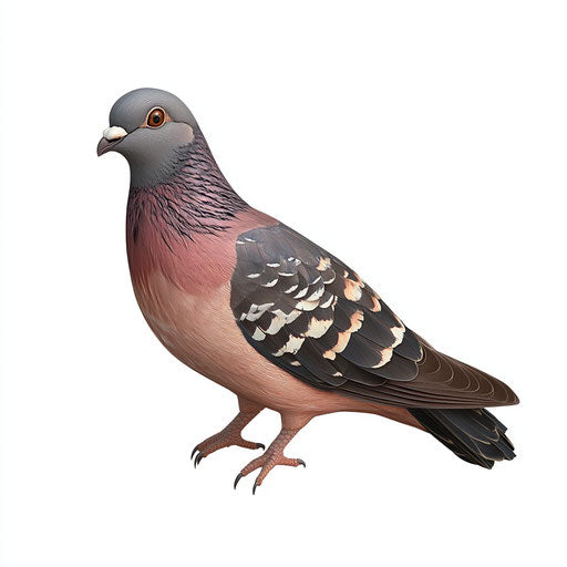 3D dove in hyper-realistic style on flat white background, isolated clipart