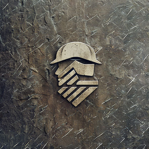 Sophisticated construction logo with a muted palette and textured background