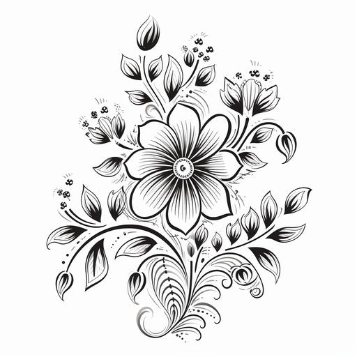 Indian flower drawing on white background, elegant style