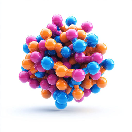 Realistic 3D protein on flat white background, isolated clipart