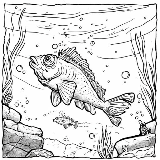 A happy fish swimming in the ocean in the style of Mamoru Hosoda