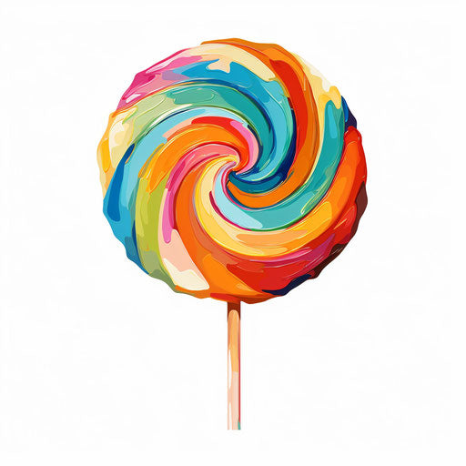 Lollipop clipart in the style of Oil painting, on a white background