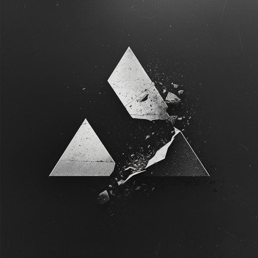 Geometric shape with a piece breaking away dramatically