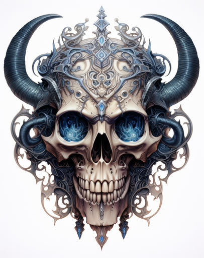 Drawn skull with horns