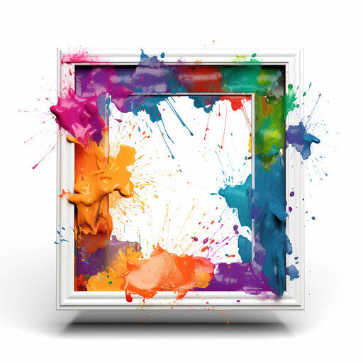 Picture frame clipart in the style of Impressionistic Art, on a white background