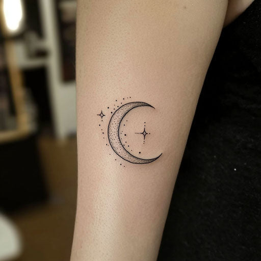 Delicate tattoos with a minimalist crescent moon