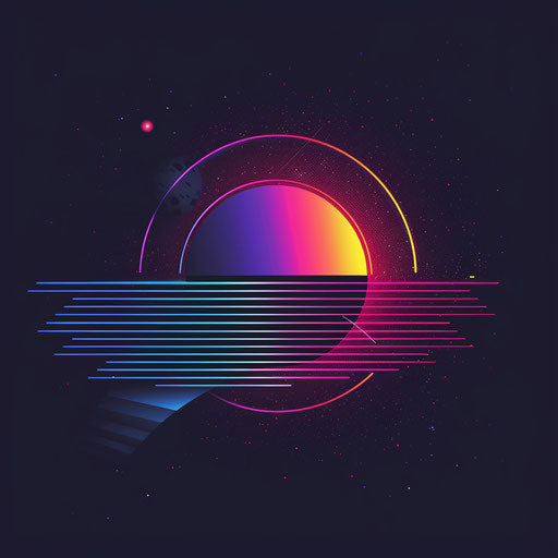 Creative retro logo design with neon colors on dark background