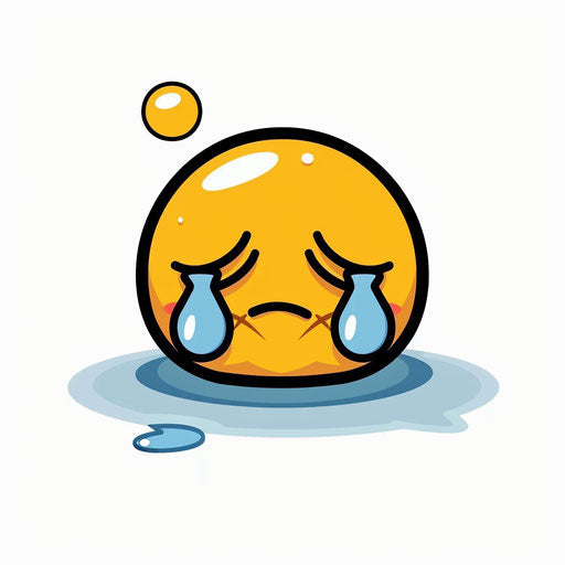 Sad emoji with sunglasses on white background