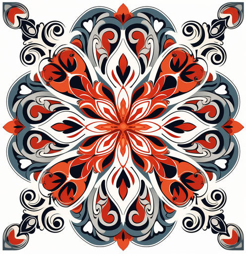Tribal motif on white background in Gothic Revival style