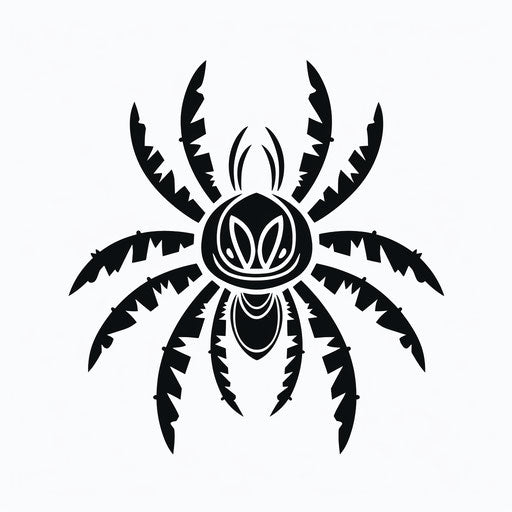 Spider in black and white, tattoo style, Papua New Guinea art