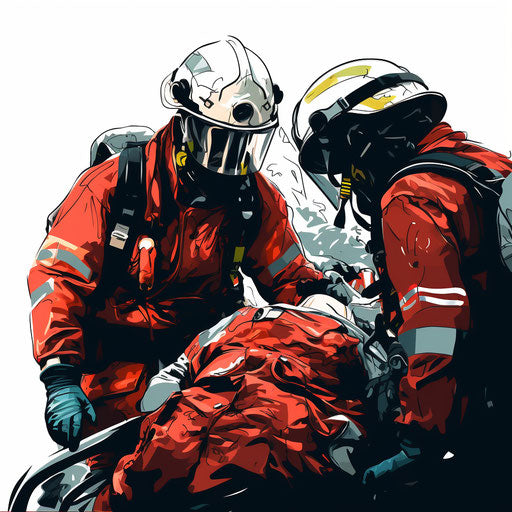 Emergency illustration in the style of chiaroscuro art, on white background