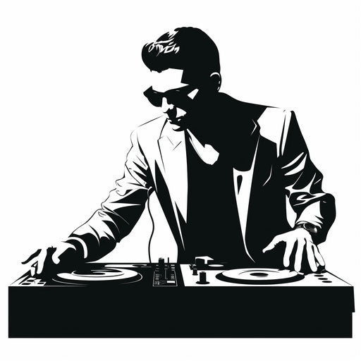 Minimalist DJ Clipart on a White Background