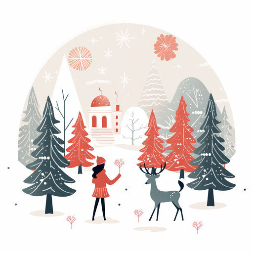 Minimalist style Christmas Eve clipart, on white background