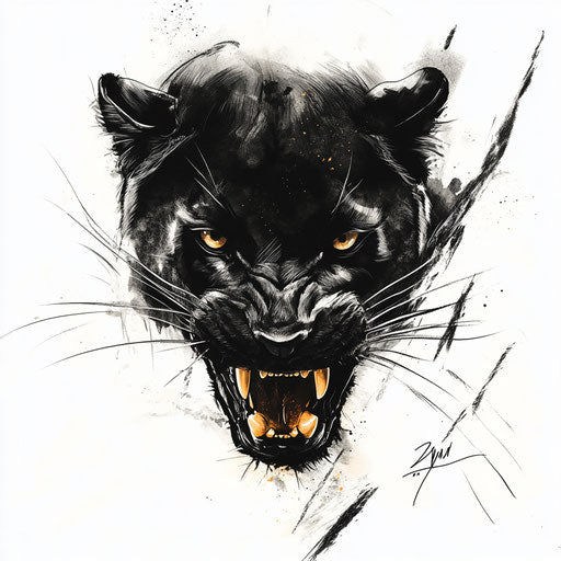 Sketch of mafia tattoo featuring a fierce black panther