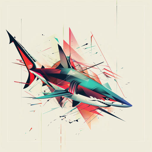 Abstract shark form using geometric shapes and lines