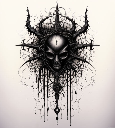 Supernatural tattoo designs on Etsy, in the style of dark amber, nu-goth, intriguingly taboo, symbolic 46:51