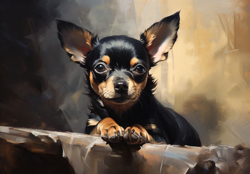 Energetic Chihuahua, dark gold and light black style