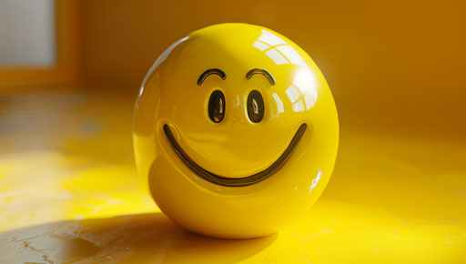 Funny smiling yellow face vray tracing saurabh jethani decorative