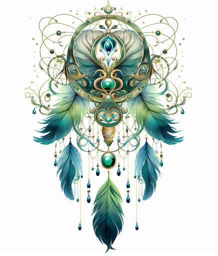 Peacock dream catcher, ephemeral patterns, net art