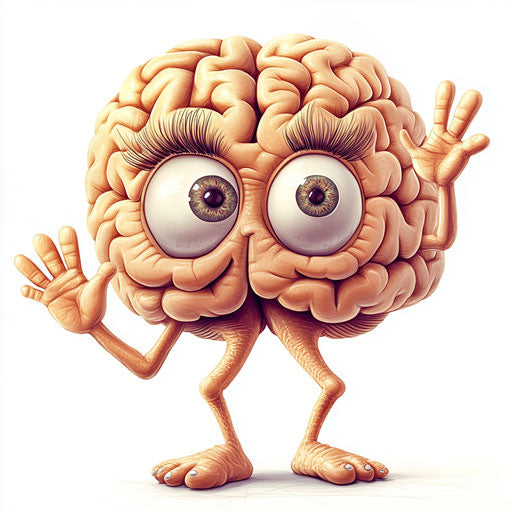 Dynamic Brain Caricature Clipart JPG for Digital Media