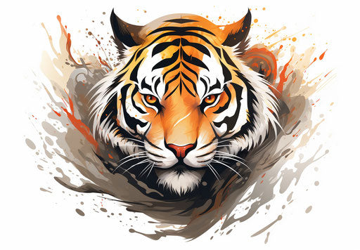 Tiger head with orange stripes