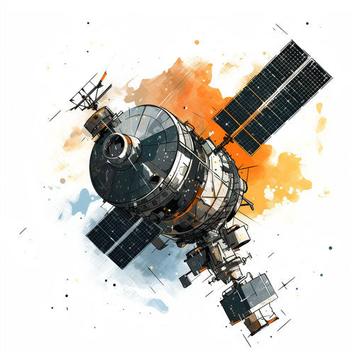 Satellite clipart in the style of Chiaroscuro Art, on white background
