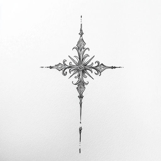 Minimalist tattoo cross in small flat tattoo design