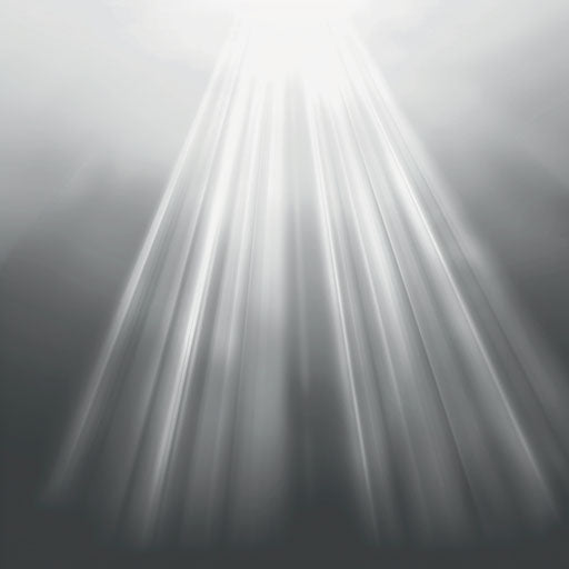 Realistic sunlight illustration on flat white background, high contrast and soft shadows