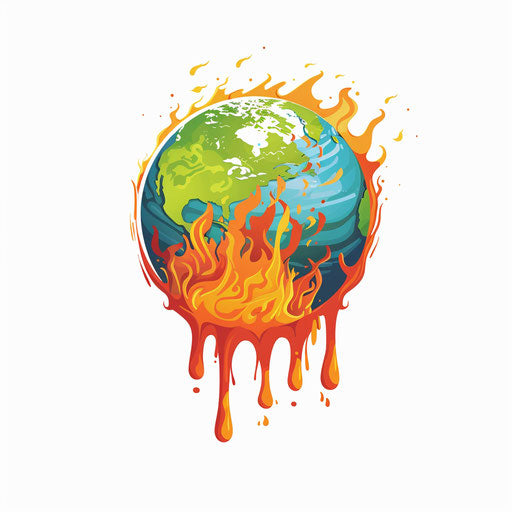 Global warming illustration in photo realistic style with flat white background