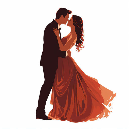 Couple vector PNG in Minimalist style, on white background