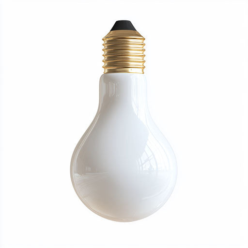3D lightbulb on flat white background