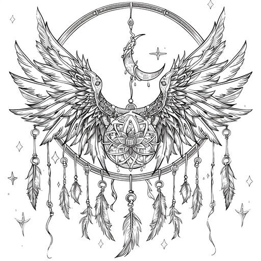 Whimsical dream catcher with fairy wings and magical elements