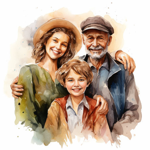 My family clipart in the style of Oil painting