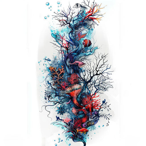 Underwater unalome tattoo artistic rendering