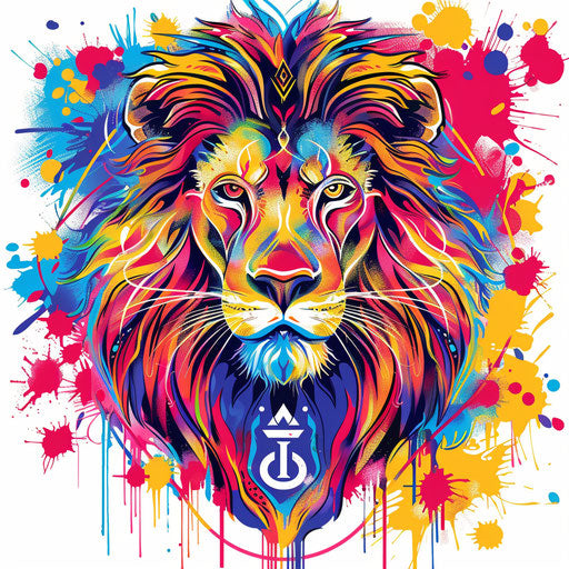 Vibrant tattoo sketch of the Lion of Judah in clipart style