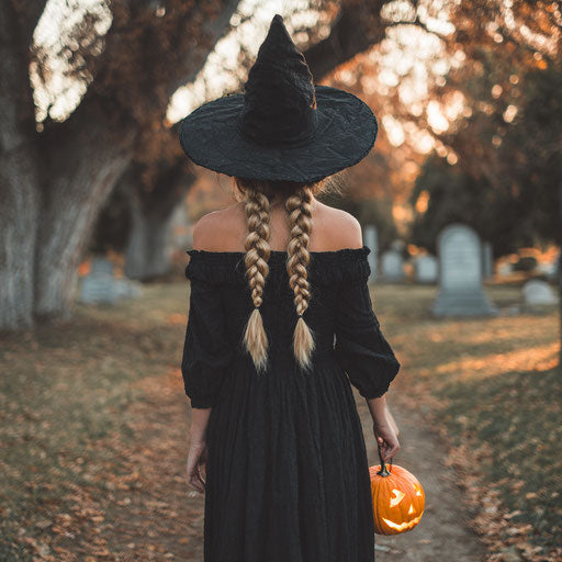 Witch in an Autumn Graveyard