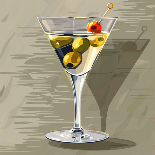 Realistic martini illustration on random flat background