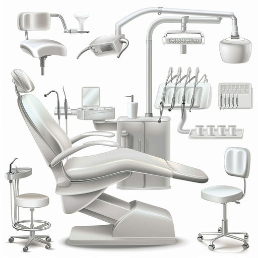 Realistic dentist clipart on flat white background