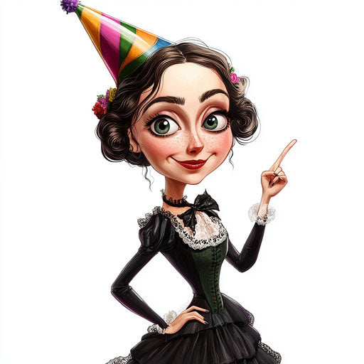 Humorous caricature of an Ada Lovelace clipart with human characteristics