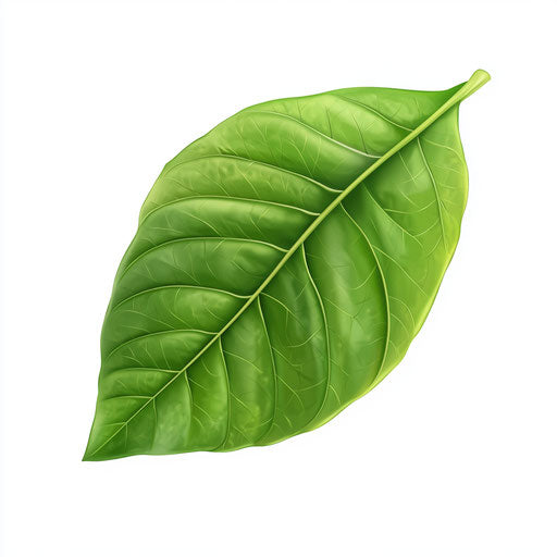 3D green leaf on flat white background