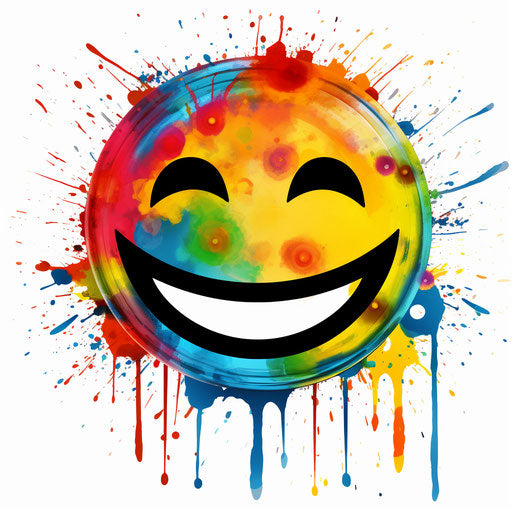 Smiley face in Chiaroscuro Art style, on white background