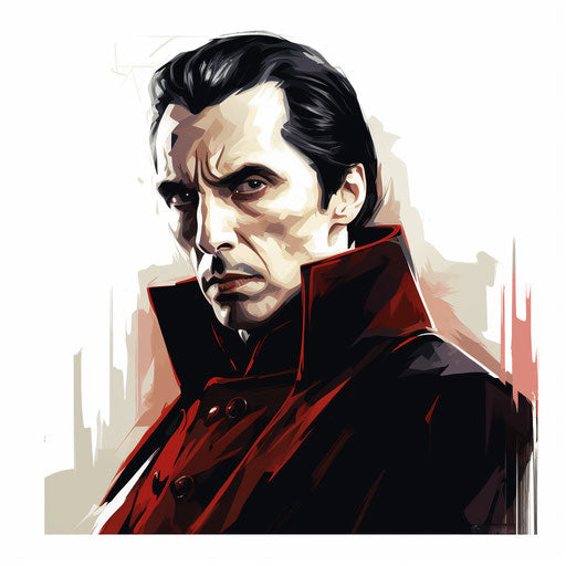 Dracula clipart in the style of Oil painting, on a white background
