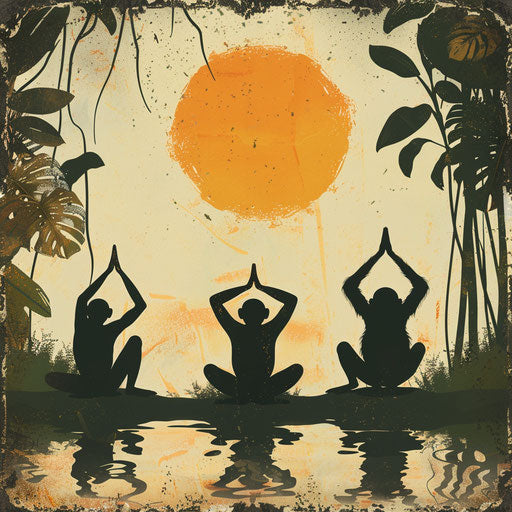 Monkeys doing yoga at dawn