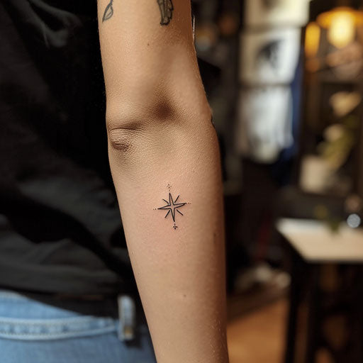 Small tattoos for women in the style of Sailor Jerry with a tiny nautical star