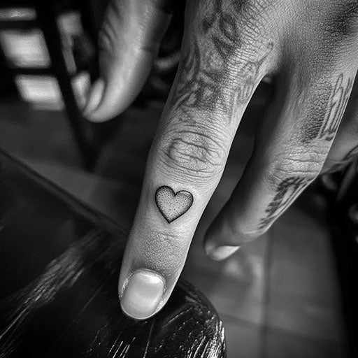 Minimalist heart tattoo on finger
