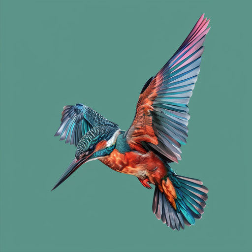 Realistic flying bird illustration with flat background